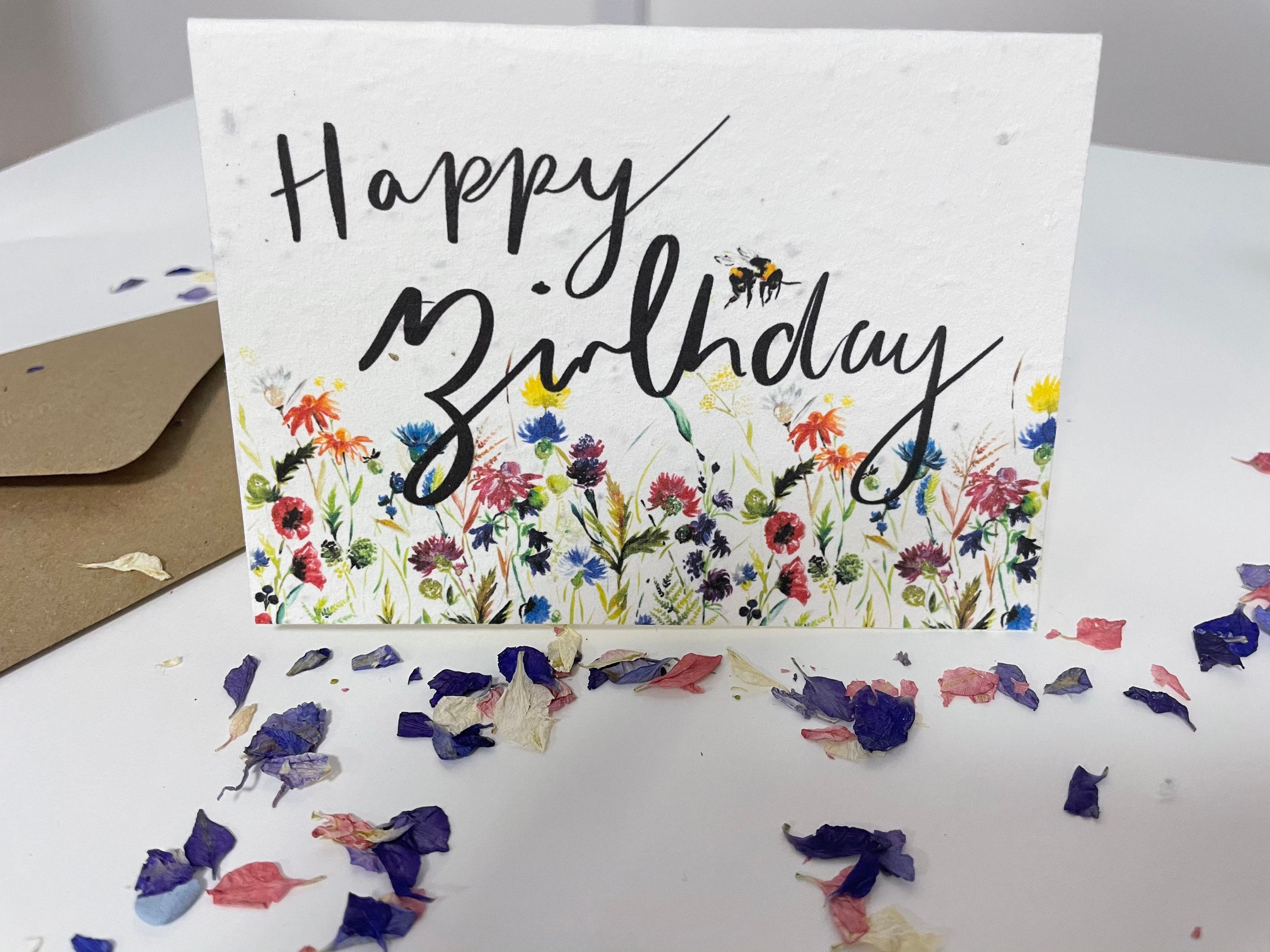 Plantable wildflower card/ seed card / Floral Birthday Card // Etsy