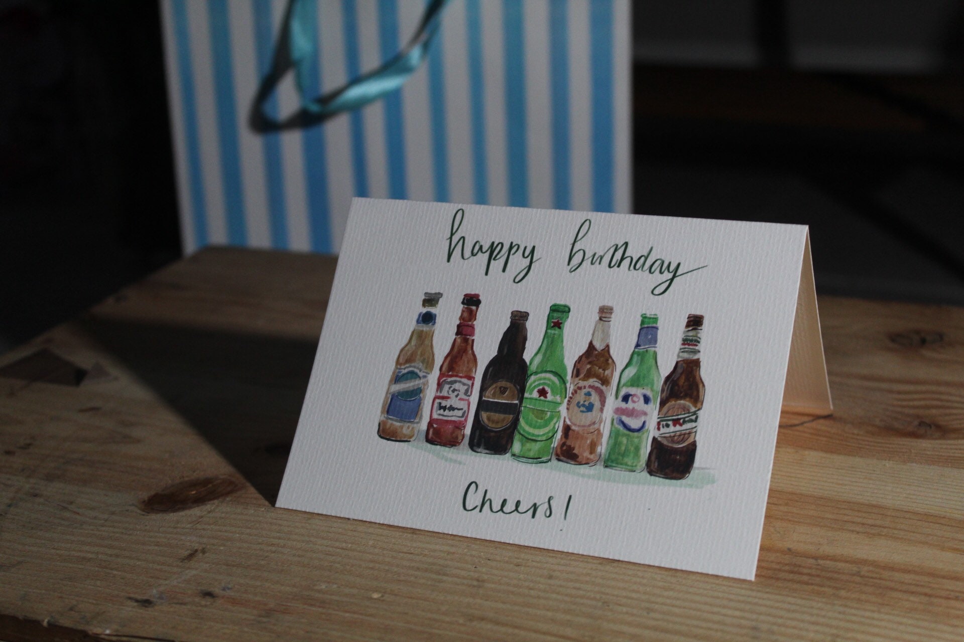 Watercolor Beer Bottles Birthday Card, Cheers Card - Etsy