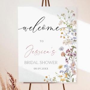 Wildflower Bridal Shower Welcome Sign, Love in bloom bridal shower, Bridal Shower Welcome Sign, Floral Garden wedding shower Decorations wc8