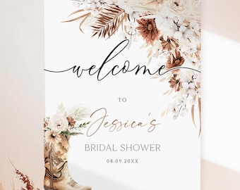 Letrero de bienvenida para despedida de soltera con estampado floral bohemio, estilo country western (descarga digital)