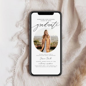 Modern Graduation Party Evite, Photo Graduation Invitation, Digital Graduation Party Invite Template, Electronic Graduation Announcement h1