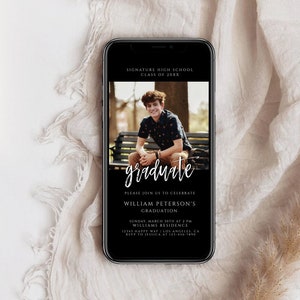 Digital Graduation Party Invite Template, Electronic Graduation Announcement, Modern Graduation Party Evite, Photo Graduation download g67