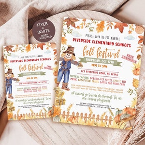 Editable Fall Festival Invitation, School Fall Festival Flyer, Fall Harvest Invite, Community Fall Event, Church Fall Harvest Party flyer j1