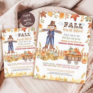 Editable Fall Festival Flyer, Fall Festival Invitation, Harvest Festival, instant download, printable template, PTA, church, event flyer t1