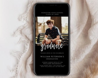Modern Photo Graduation Party Evite Template (Digital Download)