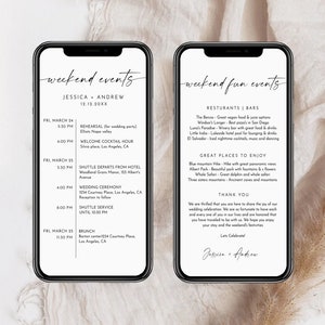 Minimalist Wedding Weekend Itinerary Template, Bachelorette Digital Itinerary, Fun Things to Do, Electronic Weekend Events,Wedding Itinerary