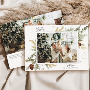 Christmas Card with Photo Template Printable Xmas Card Photo Holiday Card Templett Editable New Years Card Download with Pictures Pine