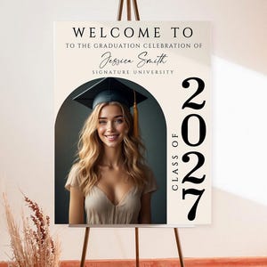 Graduation Welcome Sign, Graduation Party Welcome Sign, Grad Party Decor, Graduation Yard Sign, Editable Photo Graduation Poster Download g6