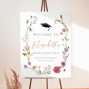 Graduation Party Welcome Sign Template, Photo Graduation Welcome Poster, Modern Minimalist Graduation Welcome, Editable Template download h6
