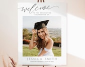 Graduation Party Welcome Sign Template, Photo Graduation Welcome Poster, Modern Minimalist Graduation Welcome, Editable Template download g3