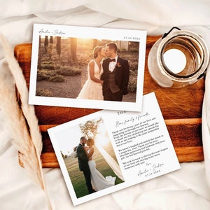 Carte de remerciement de photo de mariage minimaliste, carte de remerciement de mariage, carte de remerciement photo, carte de remerciement imprimable, téléchargement de mariage modifiable