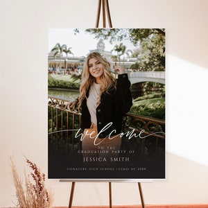 Graduation Welcome Sign Template, Editable Graduation Sign, Photo Graduation Poster, Graduate Decor, Senior College Graduation Party gr21