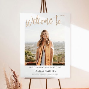 Graduation Welcome Sign Template, Photo Graduation Poster Download, Graduate Decorations, Senior College, Graduation Party welcome sign 66