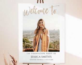 Graduation Welcome Sign Template, Photo Graduation Poster, Download, Graduate Decorations, Senior, College, Graduation Party welcome sign