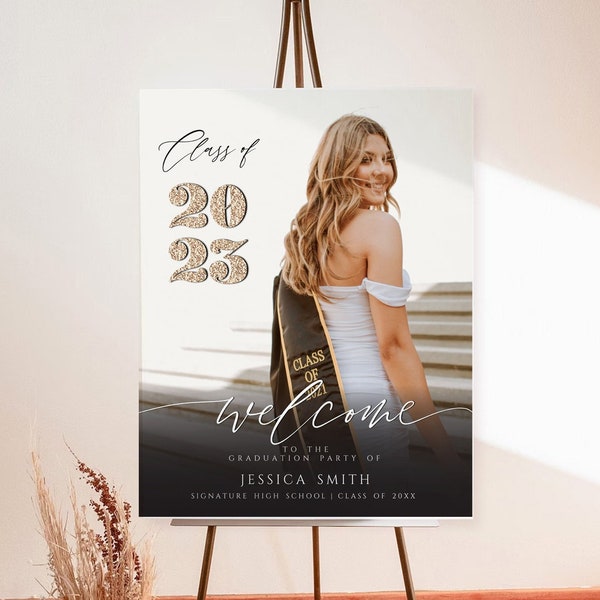 Graduation Welcome Sign Template, Editable Graduation Welcome Sign, Graduate Decorations, Photo Graduation Welcome Sign download