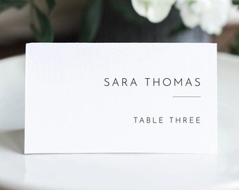 Modèle de marque-places de mariage minimaliste, cartes de table modifiables (téléchargement numérique)