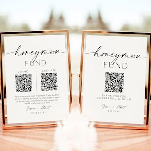 Modern Honeymoon Fund Sign, Venmo Honeymoon Wish Sign, Editable Wedding Sign, Modern Wedding sign, Editable Template, Instant download
