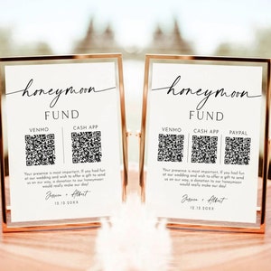 Honeymoon Fund QR Code Sign, Wedding Honeymoon Fund Sign, Venmo QR Code Modern Wedding Sign, Modern Wedding sign, Editable Template download