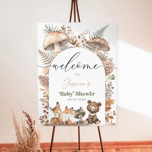 Woodland Animals Baby Shower Welcome Sign, Woodland Welcome Sign, Woodland Animals Welcome Sign, Baby Shower Sign,Instant Download printable