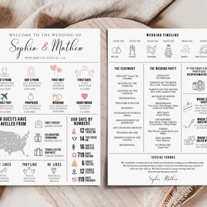 Infographic Wedding Program Template, Editable Reception Program, Funny Wedding Program Printable, Unique Fun Ceremony Program, Modern