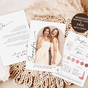 Modèle de carte d'information de demoiselle d'honneur, téléchargement de carte de proposition de demoiselle d'honneur, carte d'information de fête nuptiale, carte d'information de demoiselle d'honneur, proposition de demoiselle d'honneur