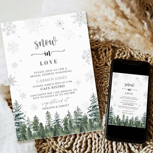Winter Bridal Shower Invitation Template, Snowflakes (Digital Download)