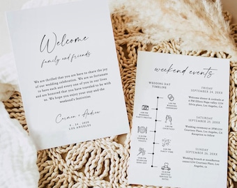 Modern Wedding Welcome Letter & Timeline Template (Digital Download)