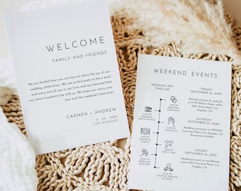 Wedding Welcome Bag Note, Weekend Timeline (Instant Download)