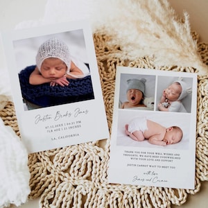 modèle de carte d'annonce de naissance de bébé, carte d'annonce de nouveau-né, carte photo de bébé, carte photo d'annonce de naissance, carte de remerciement de douche de bébé