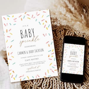Editable Baby Sprinkle Shower Invitation Baby Shower Coed Shower Gender Neutral Confetti Sprinkles Digital Template download Printable