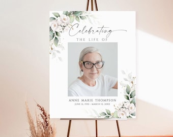 Editable Funeral Welcome Sign, Celebration of Life Memorial (Printable Download)