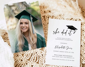 Minimalist Senior Announcement Card, Modern Graduation Announcement, Graduation Party Invitation Template,Multiple Photo Graduation Invite k