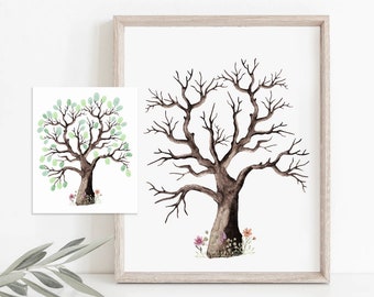 Albero genealogico delle impronte digitali, Download digitale istantaneo stampabile, Baby Shower del libro degli ospiti, Matrimonio, Regalo di anniversario, Apprezzamento dell'insegnante,