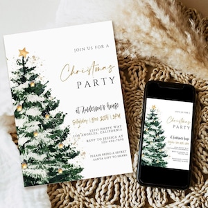 Christmas Party Invitation, Christmas Party Invite, Christmas Party Printable, Holiday Party Invitation, Christmas Invitation Download