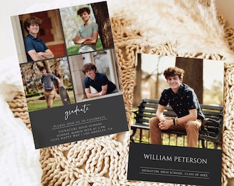 Modern Photo Graduation Announcement Card Template (Digital Download)