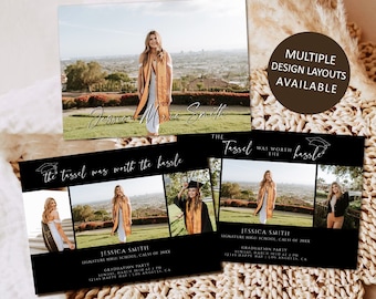 Modern Graduation Invitation Template, Photo Announcement Card