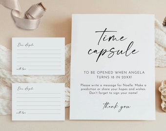 Time Capsule Template, Time Capsule First Birthday, Time Capsule Baby Shower, Time Capsule Cards, Modern Minimalist Birthday party download