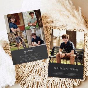 Modern Graduation Announcement card, Minimalist Senior Announcement Card, Graduation Party Invitation Template, Photo Graduation Invite gg6