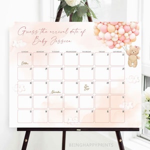 Teddy Bear Baby Due Date Calendar, Guess Baby's Birth Date, Guess Baby Birthday Calendar, Guess Baby's Birthday, Baby Prediction, Due Date Game