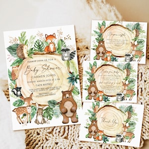 Woodland Baby-Dusche-Einladungs-Vorlage, druckbare Baby-Dusche-Einladung Download, Baby-Dusche-Einladung, Baby-Dusche-Einladungs-Set