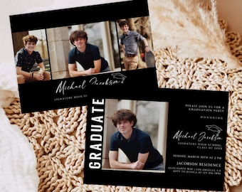 Modern Graduation Party Invitation Template, Photo Card (Digital Download)