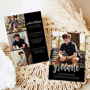 Graduation Party Invitation Template, Minimalist Senior Announcement Card, Modern Graduation Announcement,Photo Graduation Invite download 6