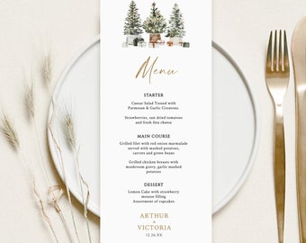 Christmas Menu Card, Holiday Menu Template, Instant Download, Printable Menu, Christmas menu, Wedding menu template, Instant download