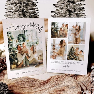 Minimalist Photo Holiday Card Template, Simple Christmas Card (Instant Download)