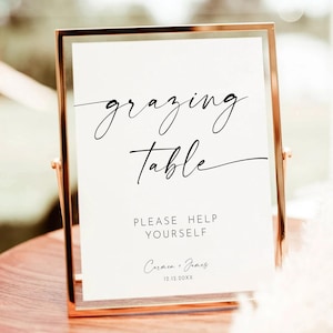 Grazing Table Sign, Food Table Sign, Shower Snack Table Poster, Modern Minimalist Boho sign, grazing station sign, wedding buffet sign