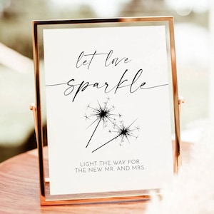 Minimalist Let Love Sparkle Sign Template, Modern Sparkler Send Off Sign Printable,Bohemian Wedding Send Off Sign Instant Download printable