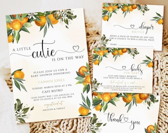 Clementine Baby Shower Invitation, Gender Neutral Template (Digital Download)