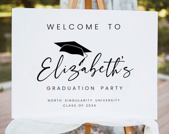 Graduation Party Welcome Sign Template, Graduation party Welcome Poster, Modern Minimalist Graduation Welcome, Editable Template download
