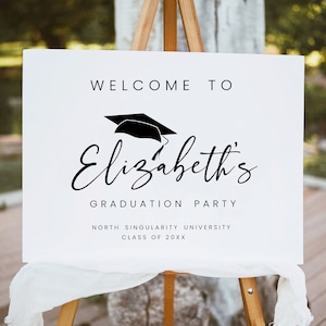Graduation Party Welcome Sign Template, Graduation party Welcome Poster, Modern Minimalist Graduation Welcome, Editable Template download m1