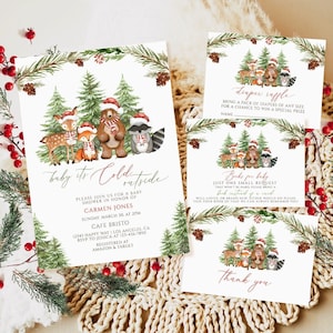 Winter Baby Shower Invitation, Baby Shower Invitation, Holiday Baby shower Invitation, Winter Woodland Baby Shower Invitation Download